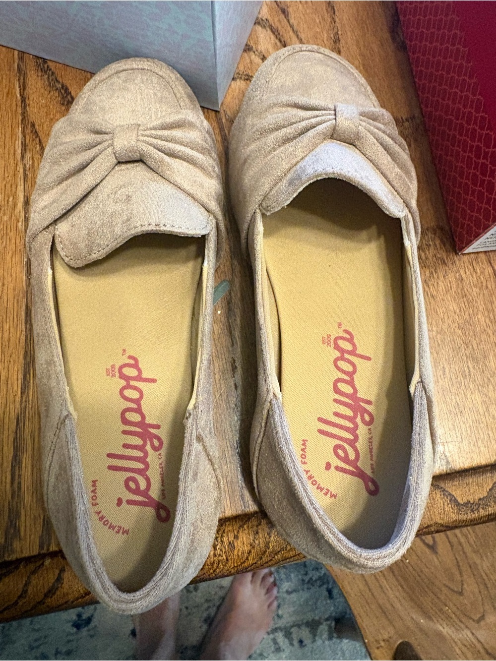 Jellypop Women's Bow Slip-On Loafers in Tan Suede